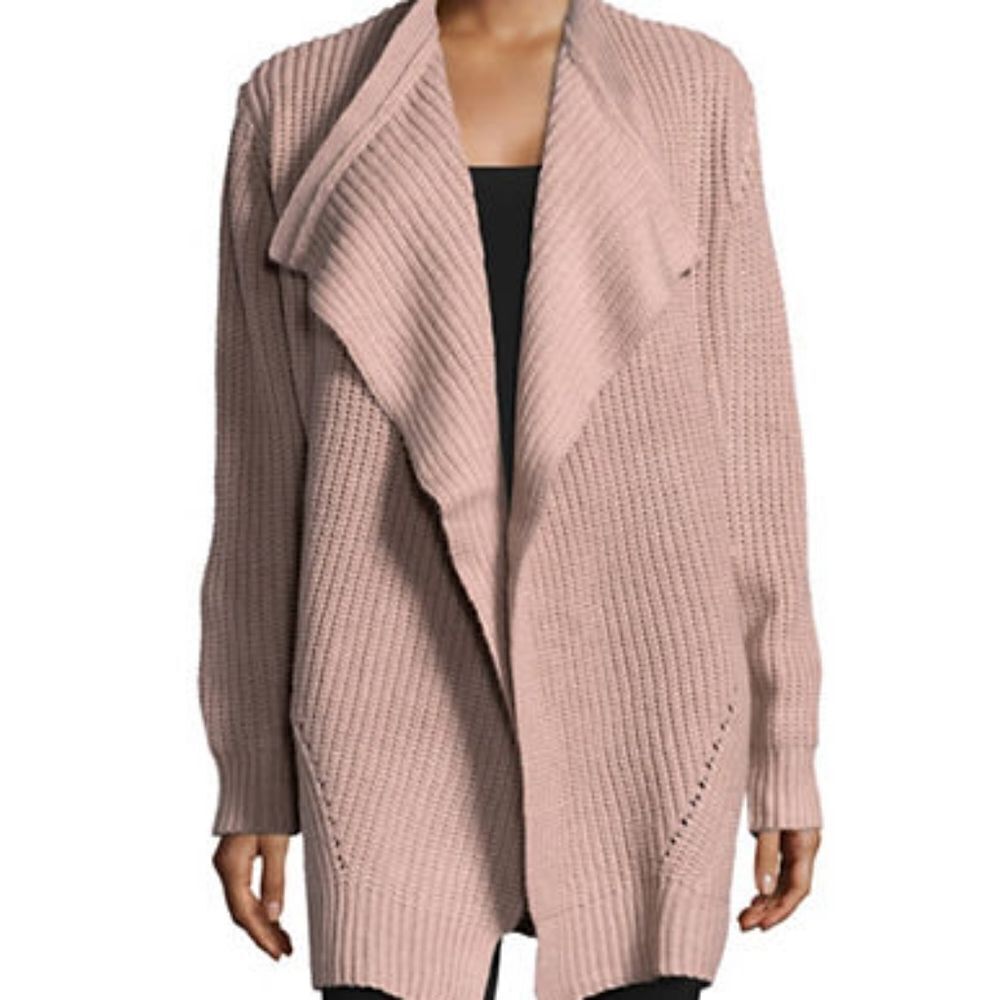 Jones New York Chunky Open Front Cardigan-BEIGE-Small